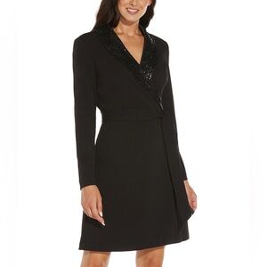 Adrianna Papell Black Sequin Trim Dress